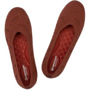 Frank Mully Women’s Orange Knit Fabric Round Toe Slip On Ballet Flat Shoes